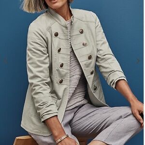 J. Jill Slub Chino Military Jacket Light Zinc color size S Petite